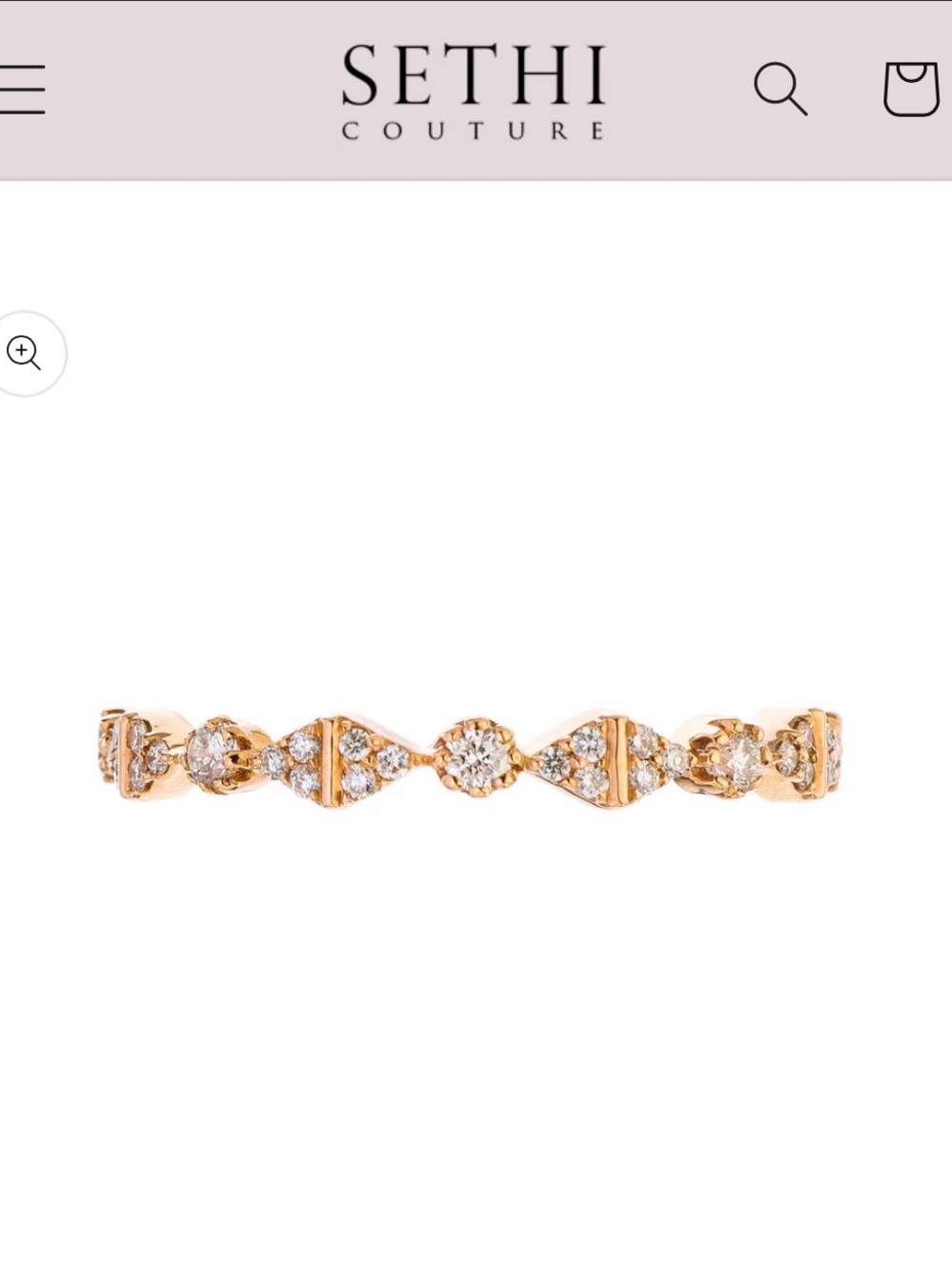 Sethi Couture Rosée White Diamond Band in Rose Gold Size 5.5